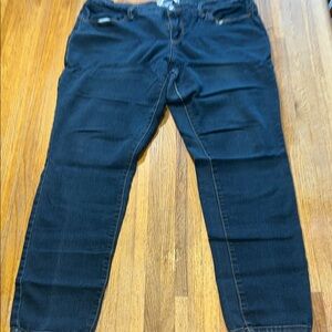 No Boundaries Women 17 Dark Wash Denim Straight Leg Mid Raise Stretch Jeans